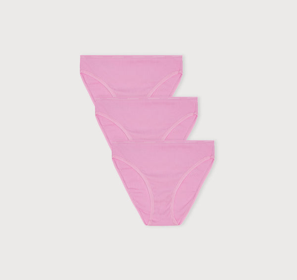 organic basics Core Rib High-Leg Briefs 3-Pack Petal Pink