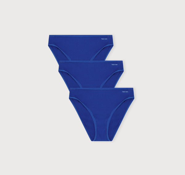 organic basics Core Rib High-Leg Briefs 3-Pack Vibrant Blue