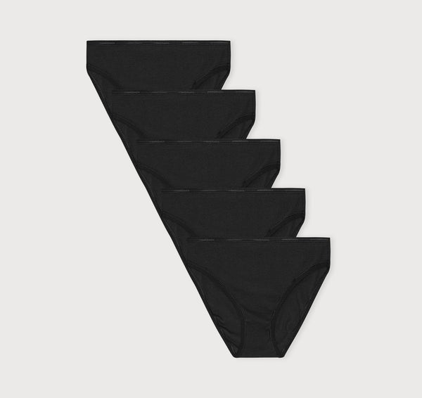 organic basics Core Rib High-Leg Briefs 5-Pack Black