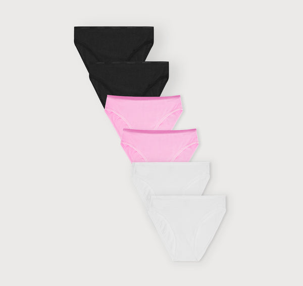 organic basics Core Rib High-Leg Briefs 6-Pack Black