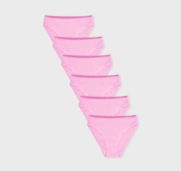 organic basics Core Rib High-Leg Briefs 6-Pack Petal Pink