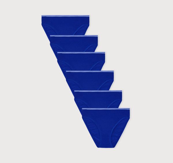 organic basics Core Rib High-Leg Briefs 6-Pack Vibrant Blue