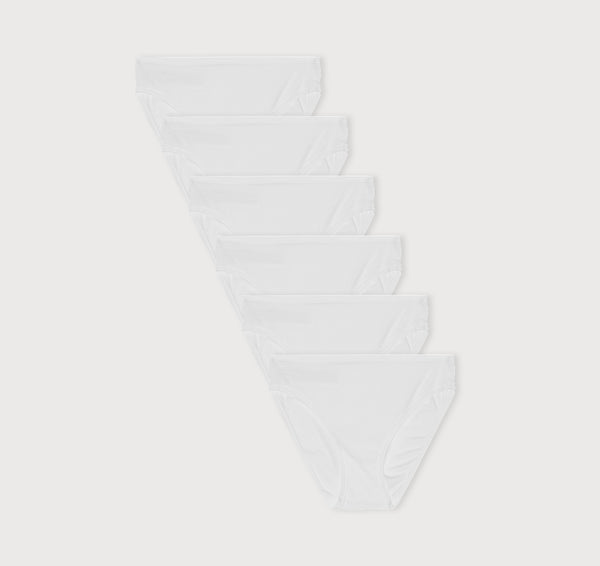 organic basics Core Rib High-Leg Briefs 6-Pack White