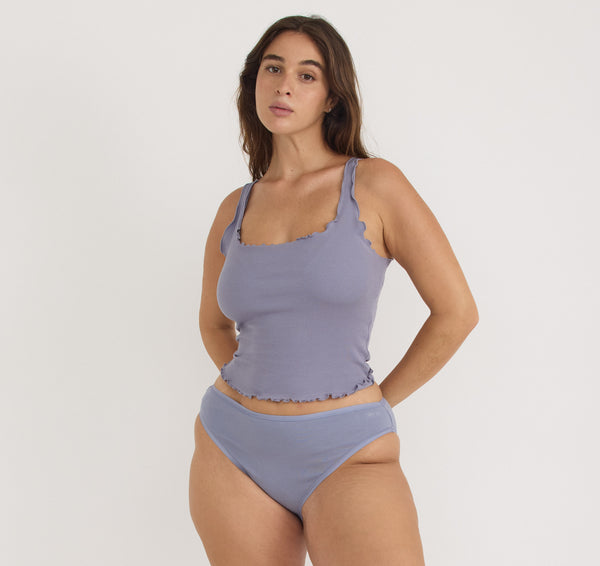 Organic Basics Core Rib High-Leg Briefs Silver Mist