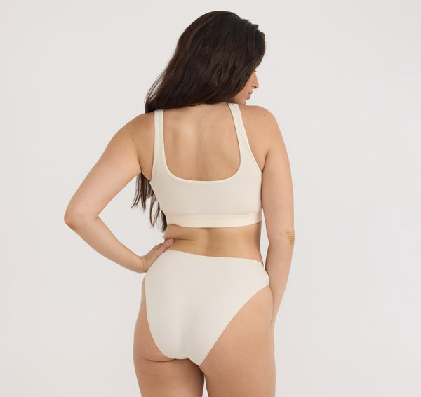 Organic Basics Core Rib High-Leg Briefs Soft Vanilla