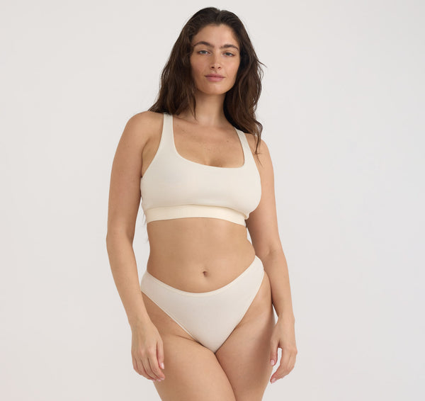 organic basics Core Rib High-Leg Briefs Soft Vanilla