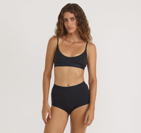 Organic Basics Core Rib Open Back Scoop Bralette 2-Pack Black