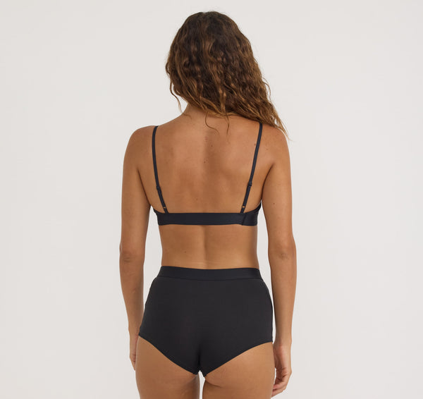 Organic Basics Core Rib Open Back Scoop Bralette 2-Pack Black