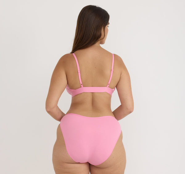 Organic Basics Core Rib Open Back Scoop Bralette Tulip Pink
