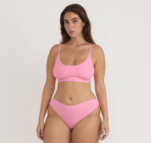 organic basics Core Rib Open Back Scoop Bralette Tulip Pink