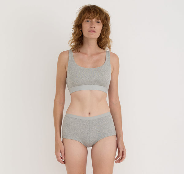 Organic Basics Core Rib Tank Bralette 2-Pack Grey Melange