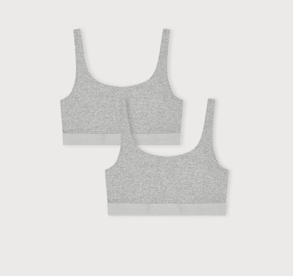 Organic Basics Core Rib Tank Bralette 2-Pack Grey Melange