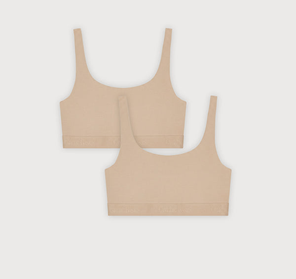 organic basics Core Rib Tank Bralette 2-Pack Hazelnut
