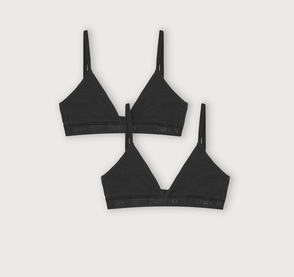 organic basics Core Rib Triangle Bralette 2-Pack Black