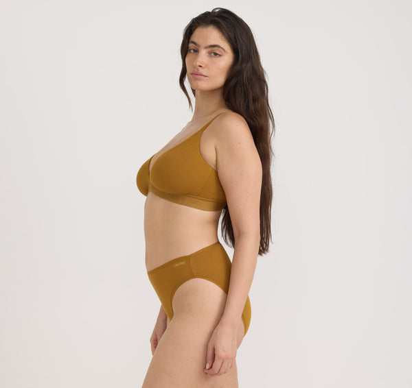 Organic Basics Core Rib Triangle Bralette Golden Clay
