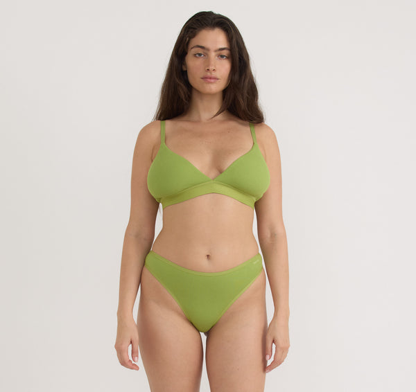 organic basics Core Rib Triangle Bralette Matcha Green