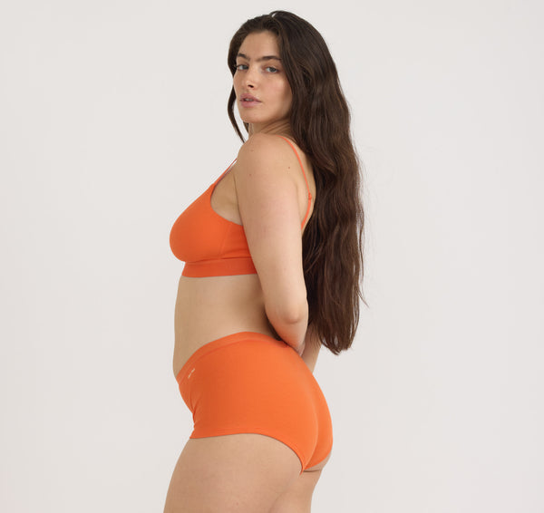 Organic Basics Core Rib Triangle Bralette Tangerine