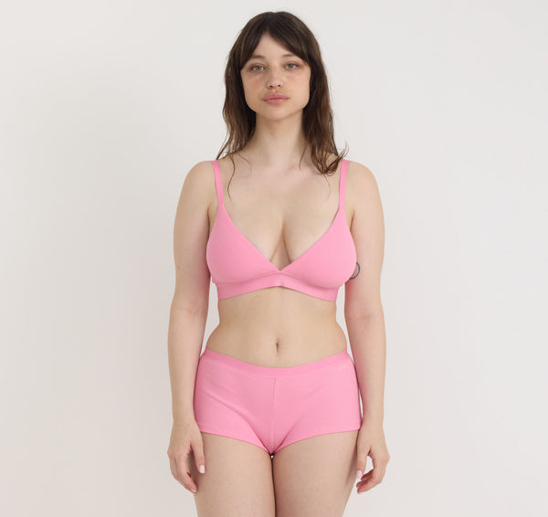 organic basics Core Rib Triangle Bralette Tulip Pink