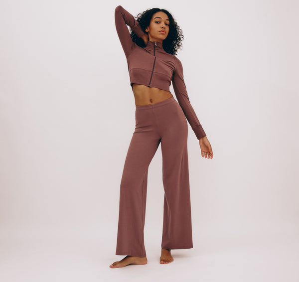 Organic Basics Core Sport Crop Zip Jacket Rose Wood