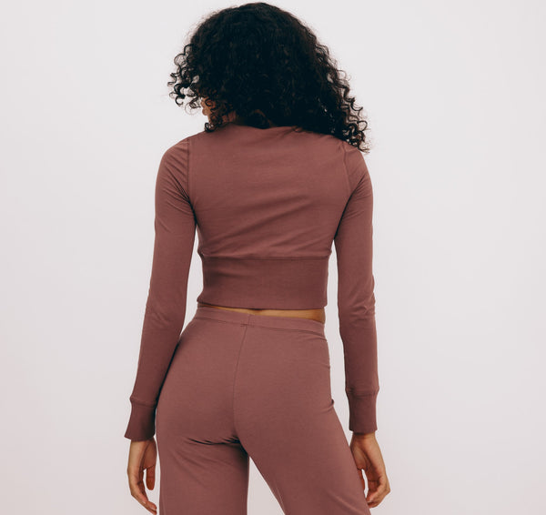 Organic Basics Core Sport Crop Zip Jacket Rose Wood