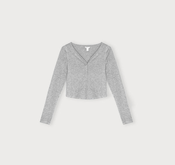 Organic Basics Core Sport Henley Long-Sleeve Tee Grey Melange