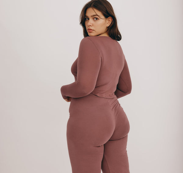 Organic Basics Core Sport Henley Long-Sleeve Tee Rose Wood