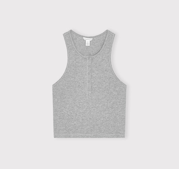 Organic Basics Core Sport Henley Tank Top Grey Melange