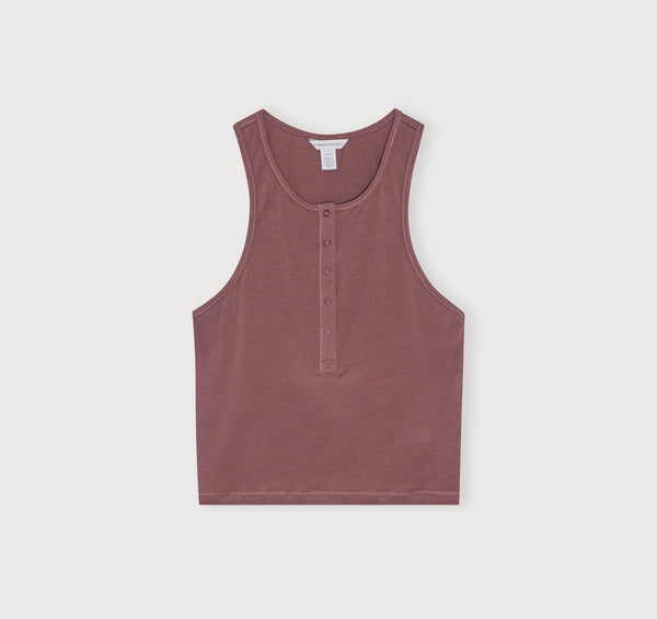Organic Basics Core Sport Henley Tank Top Rose Wood