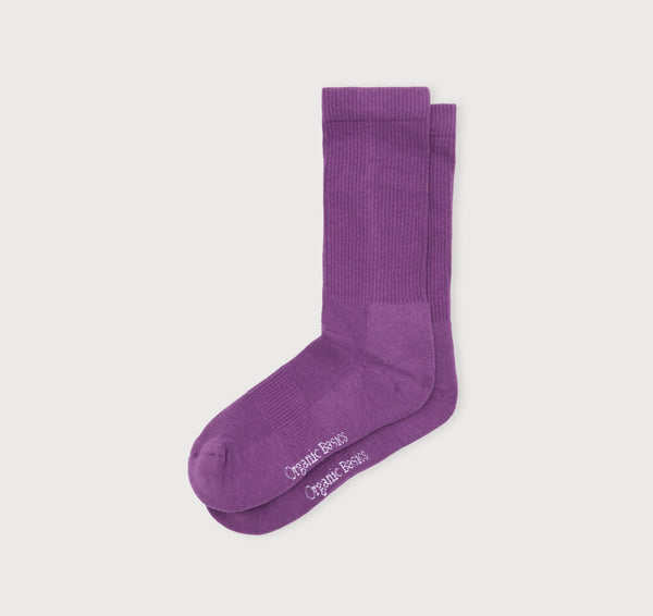 Organic Basics Core Tennis Crew Socks 2-pack Aubergine