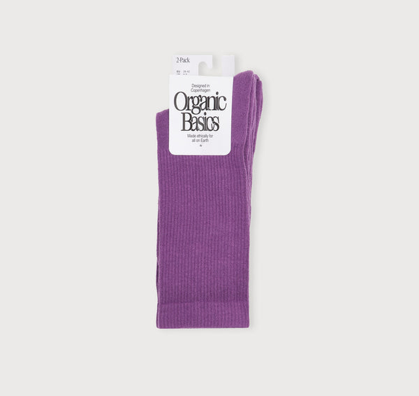 organic basics Core Tennis Crew Socks 2-pack Aubergine