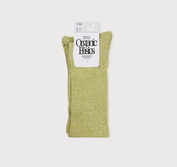 organic basics Core Tennis Crew Socks 3-pack Matcha Green