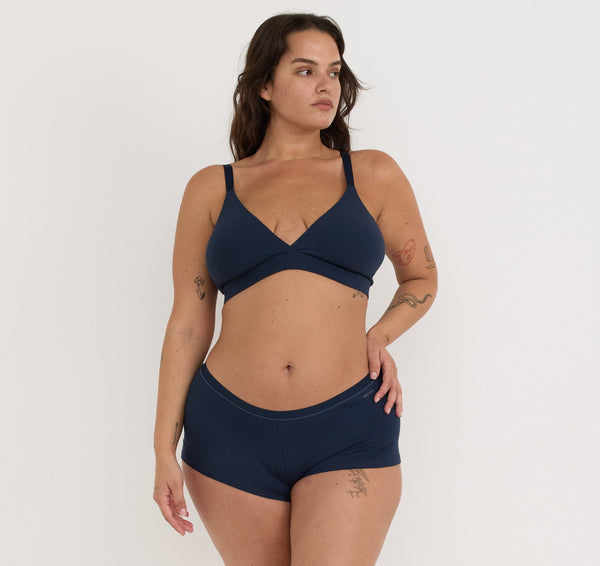 Organic Basics Core Triangle Bralette 2-pack Deep Navy