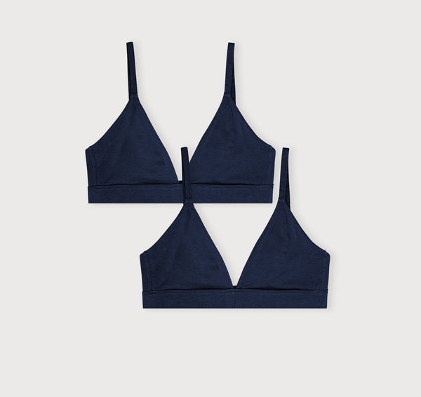 organic basics Core Triangle Bralette 2-pack Deep Navy