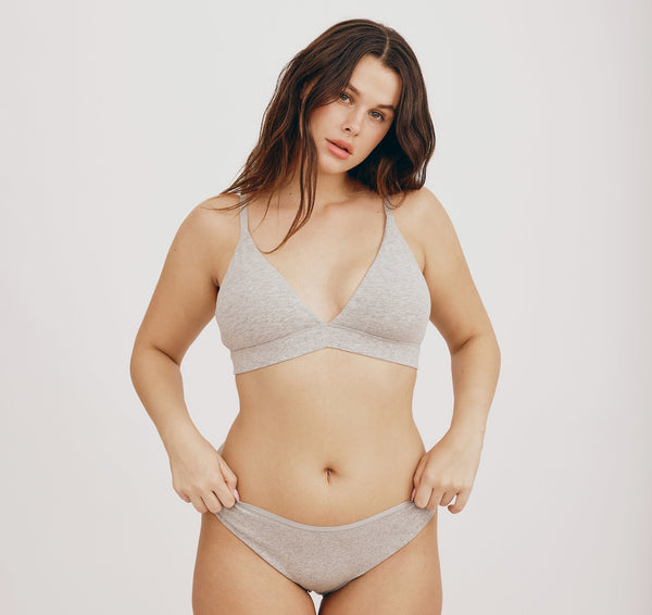 Organic Basics Core Triangle Bralette 2-pack Grey Melange