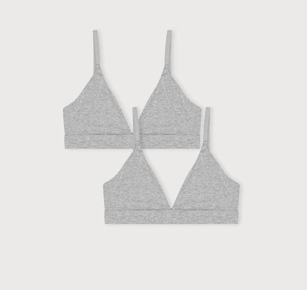 organic basics Core Triangle Bralette 2-pack Grey Melange