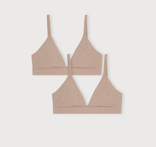 organic basics Core Triangle Bralette 2-pack Hazelnut