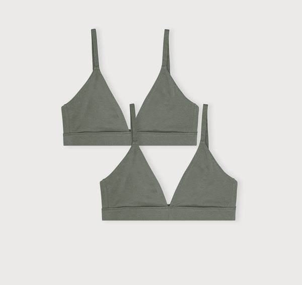organic basics Core Triangle Bralette 2-pack Seaweed