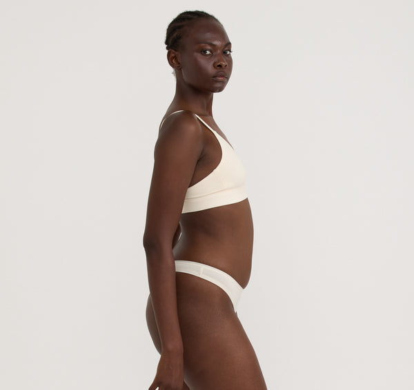 Organic Basics Core Triangle Bralette 2-pack Soft Vanilla