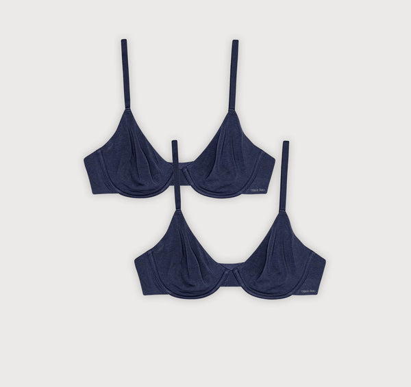 organic basics Core Unlined Demi Bra 2-Pack Deep Navy