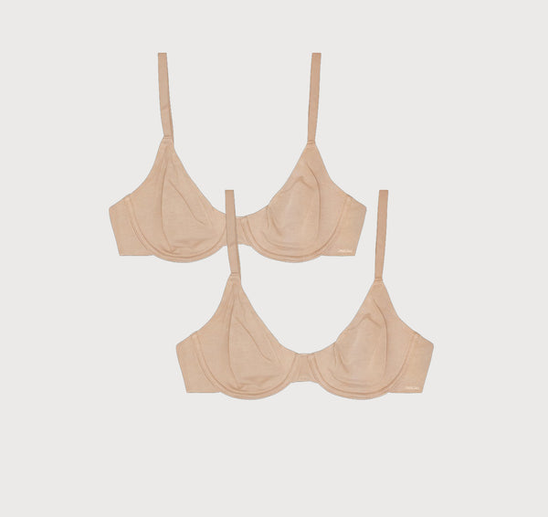 organic basics Core Unlined Demi Bra 2-Pack Hazelnut