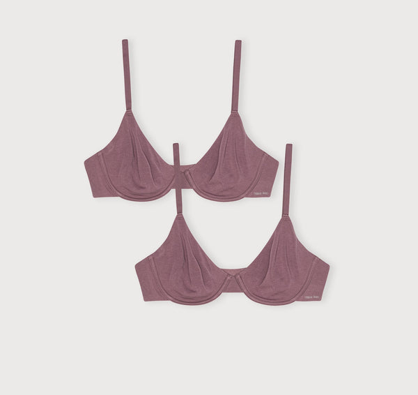 organic basics Core Unlined Demi Bra 2-Pack Rose Wood