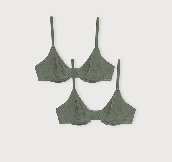organic basics Core Unlined Demi Bra 2-Pack Seaweed