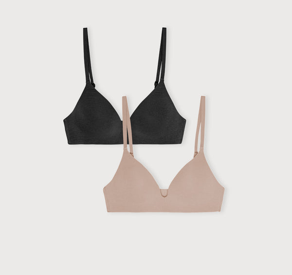 organic basics Core Wireless Plunge Bra 2-Pack Black