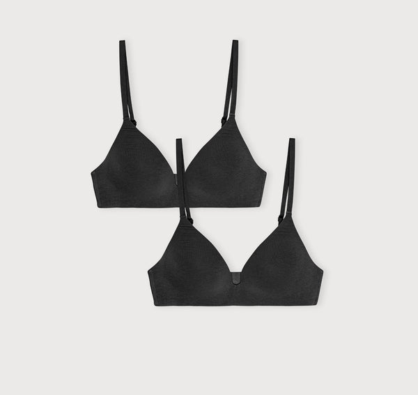 organic basics Core Wireless Plunge Bra 2-Pack Black