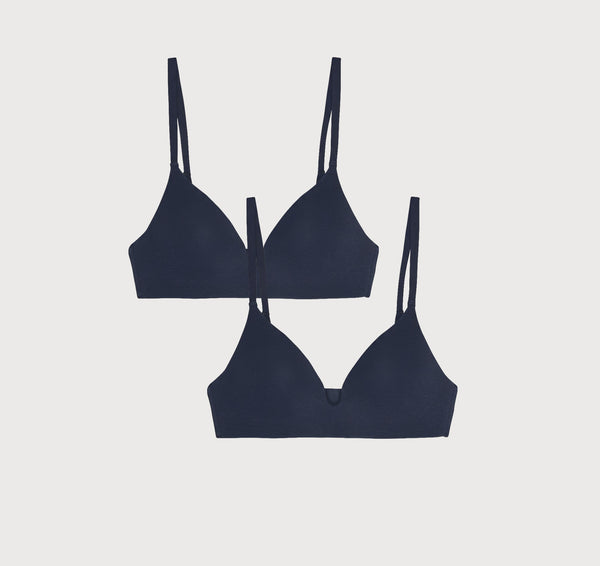organic basics Core Wireless Plunge Bra 2-Pack Deep Navy