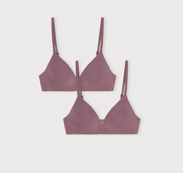 organic basics Core Wireless Plunge Bra 2-Pack Rose Wood