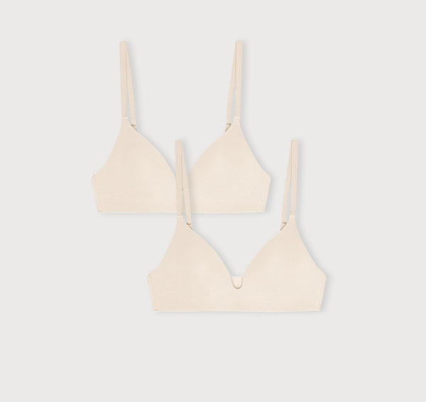 organic basics Core Wireless Plunge Bra 2-Pack Soft Vanilla
