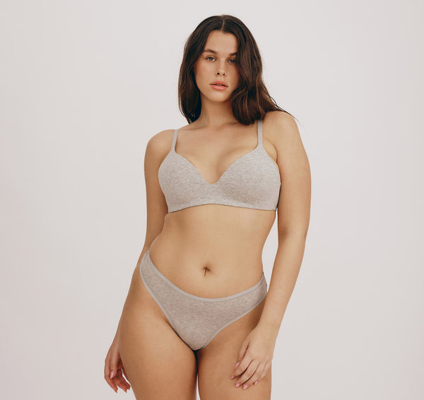 organic basics Core Wireless Plunge Bra Grey Melange