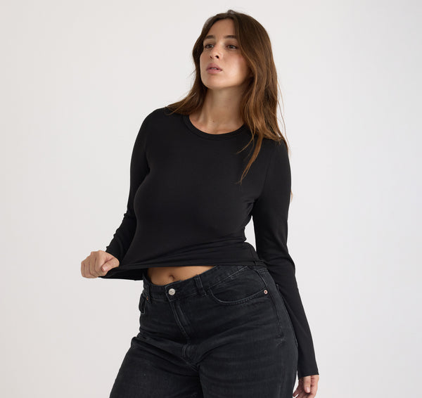 Organic Basics Everyday Regular Long Sleeve Tee Black