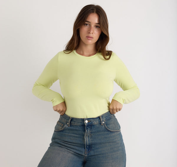 Organic Basics Everyday Regular Long Sleeve Tee Elderflower Green